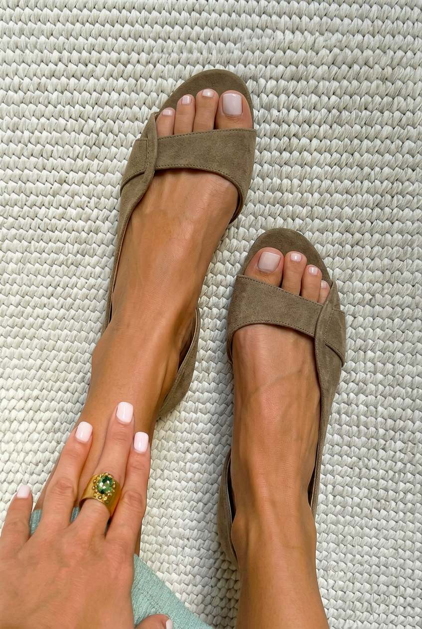 Suede D'Orsay Peep Toe Flat Summer Sandals [Pre Order]