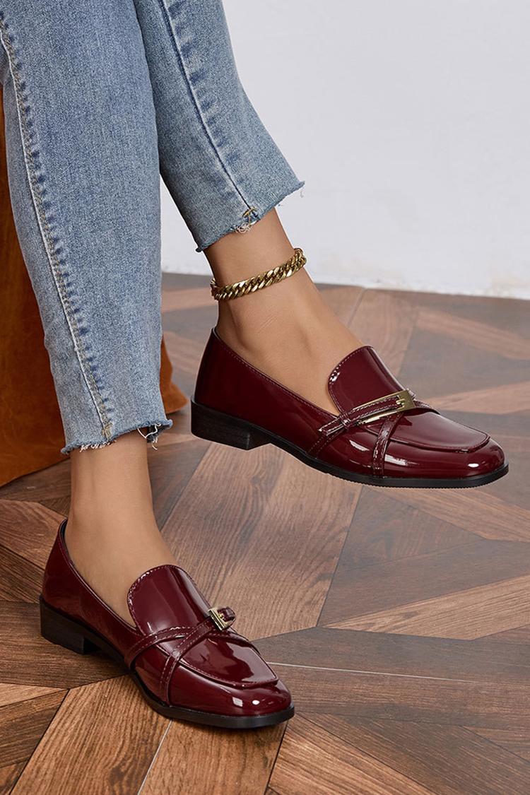 Kreuzriemen Schnalle Dekor Patchwork Quadratische Zehe Freizeit Slipper