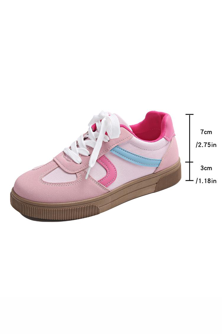 Sneakers casual con punta tonda, lacci e patchwork colorblock 