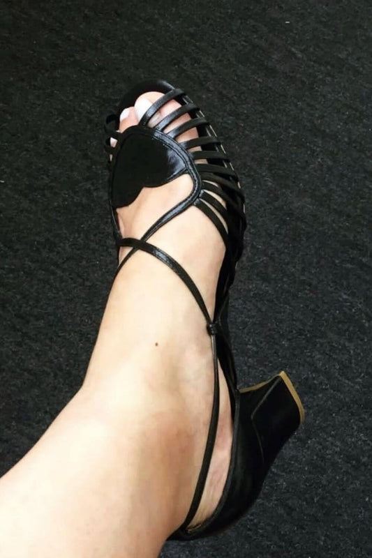 Scarpe con tacco a spillo stile gladiatore nere con lacci e cinturini [Pre-ordine]