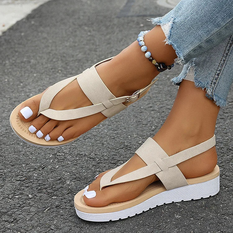 Sandalias casuales con chanclas con plataforma y hebilla con tira trasera 