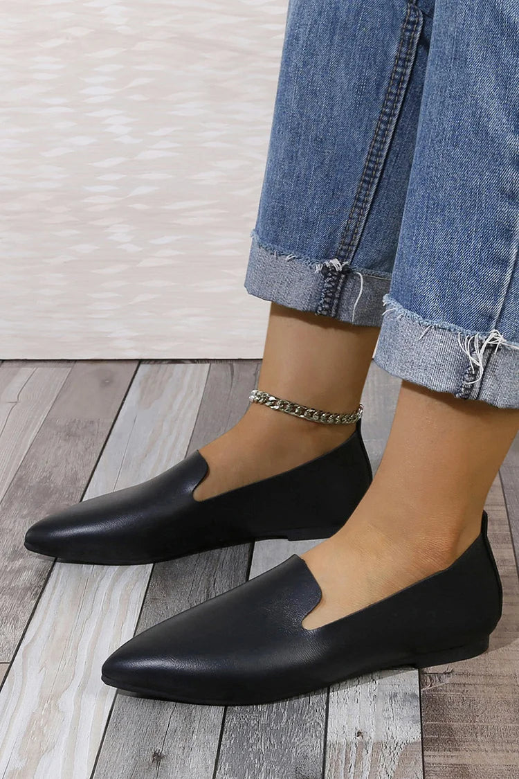 Scarpe basse casual slip-on a punta tinta unita