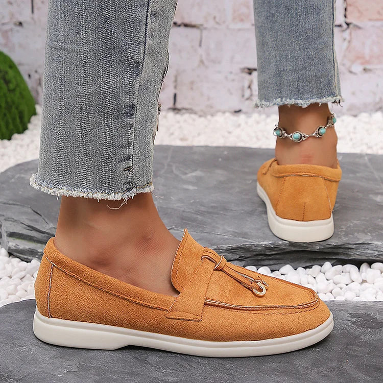 Casual Solid Color Knotted Seam Low-Top Loafers