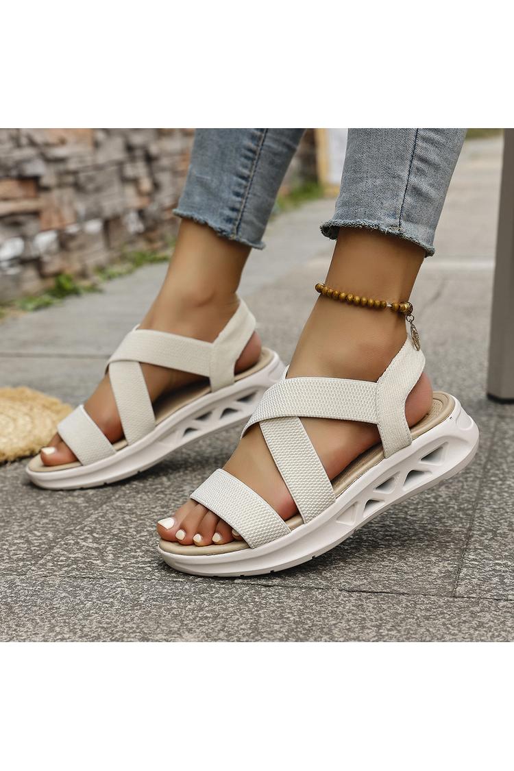 Sandali casual traspiranti con punta tonda e cinturino incrociato multicolore 