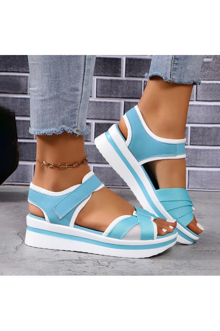 Sandali casual con plateau e punta tonda con patchwork colorblock