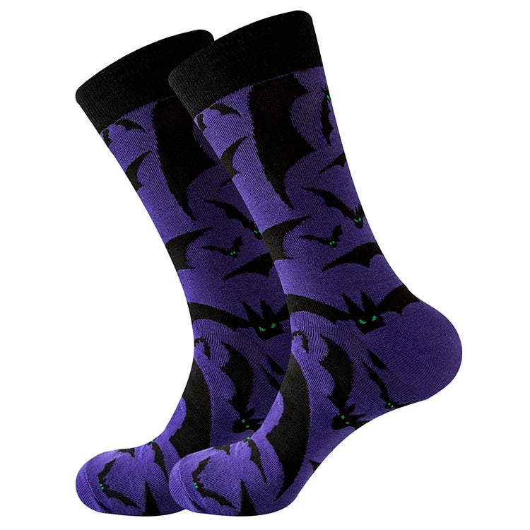 Halbhohe Socken mit Halloween-Element-Hexe-Spukhaus-Kürbis-Vogelscheuchen-Print