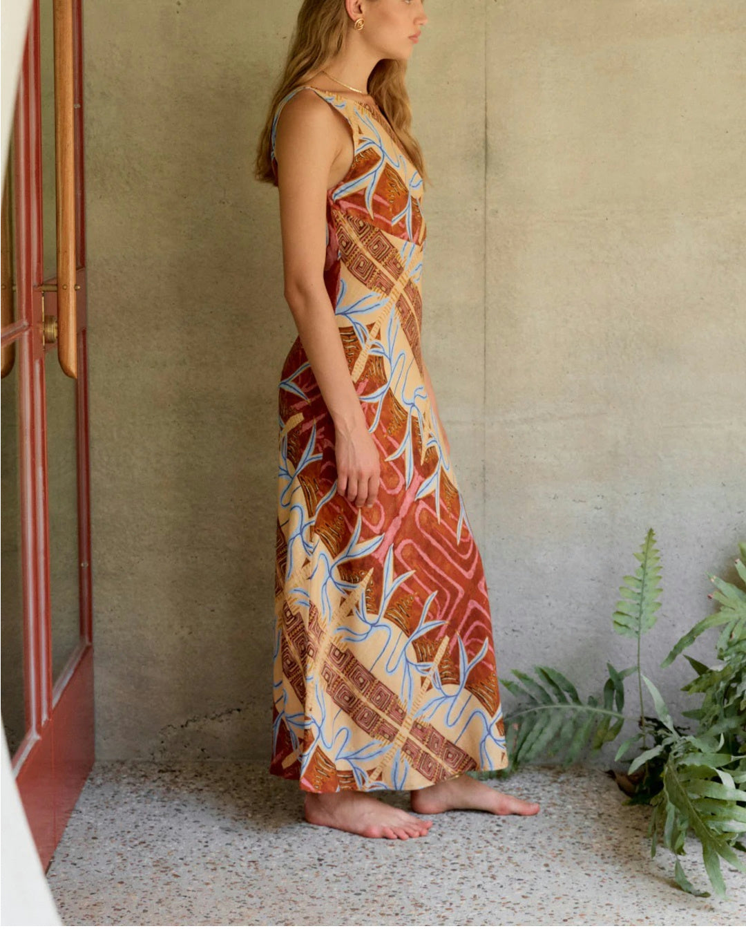 Print Bloom Bias Cut Maxi Dress