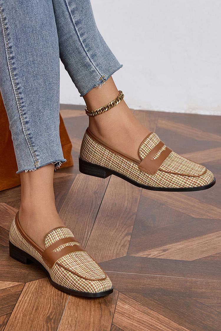 Patchwork Freizeit Outdoor Quadratische Zehen Slipper Loafer