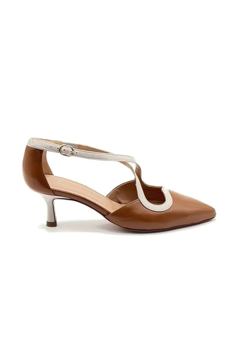 Mustard Yellow PU Leather Pointed Toe Cross Strap Mid Heels [Pre Order]