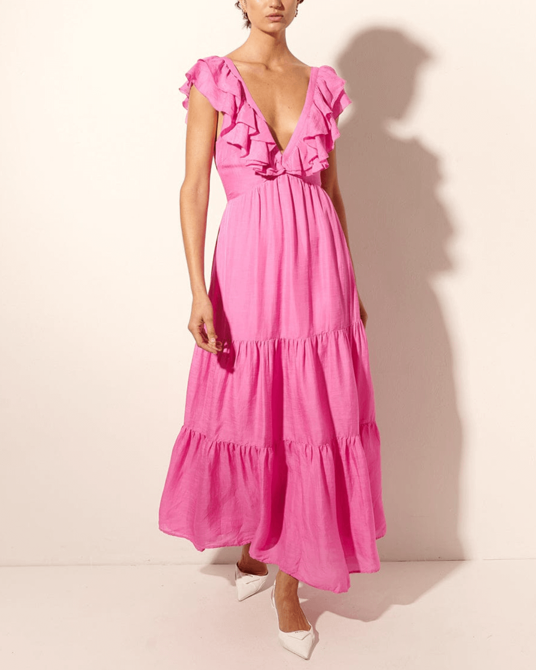 Ruffle Sleeve Cutout Maxi Dress