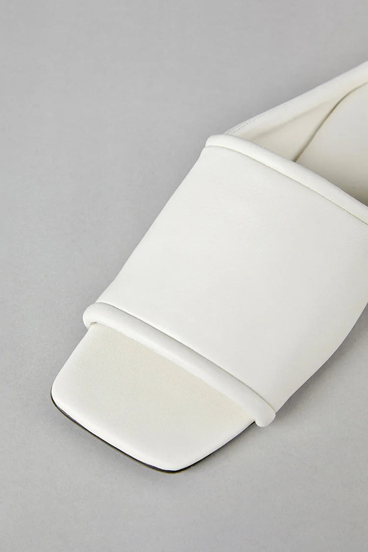 Pantofole da spiaggia casual in pelle con punta quadrata e patchwork in tinta unita 