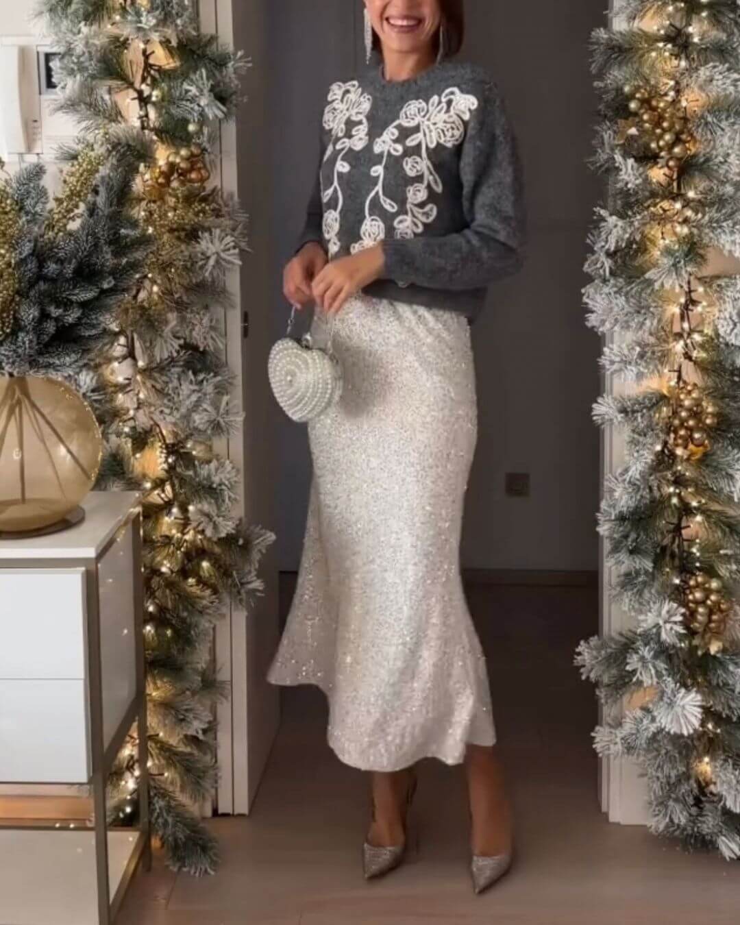 Elegante top in maglia floreale 