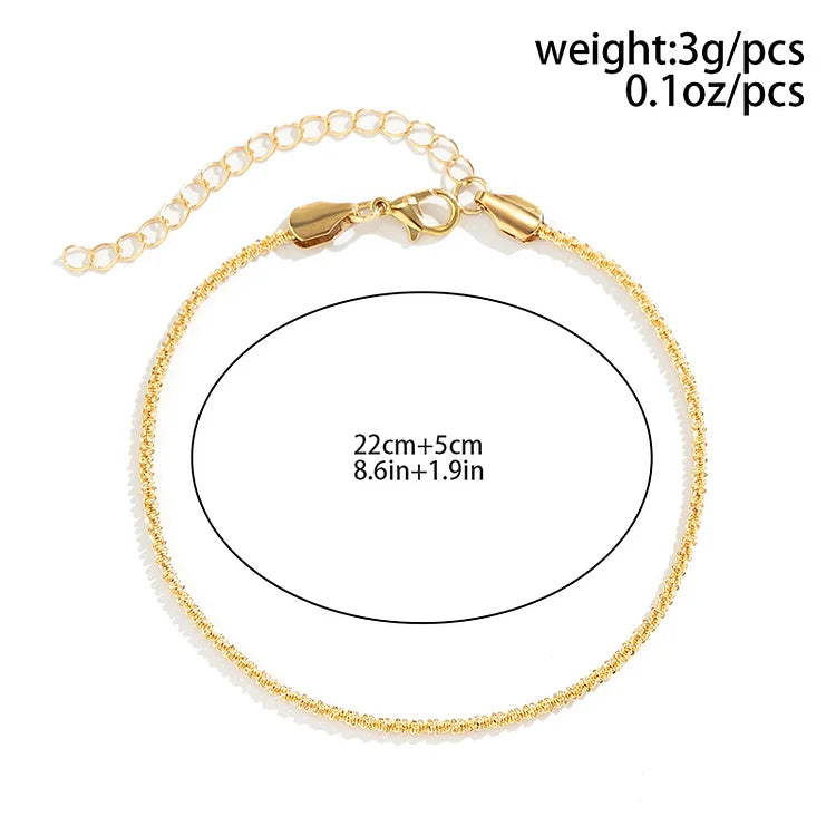 Fashion Shimmering Thin Plated Chain Jewelry Anklets Set