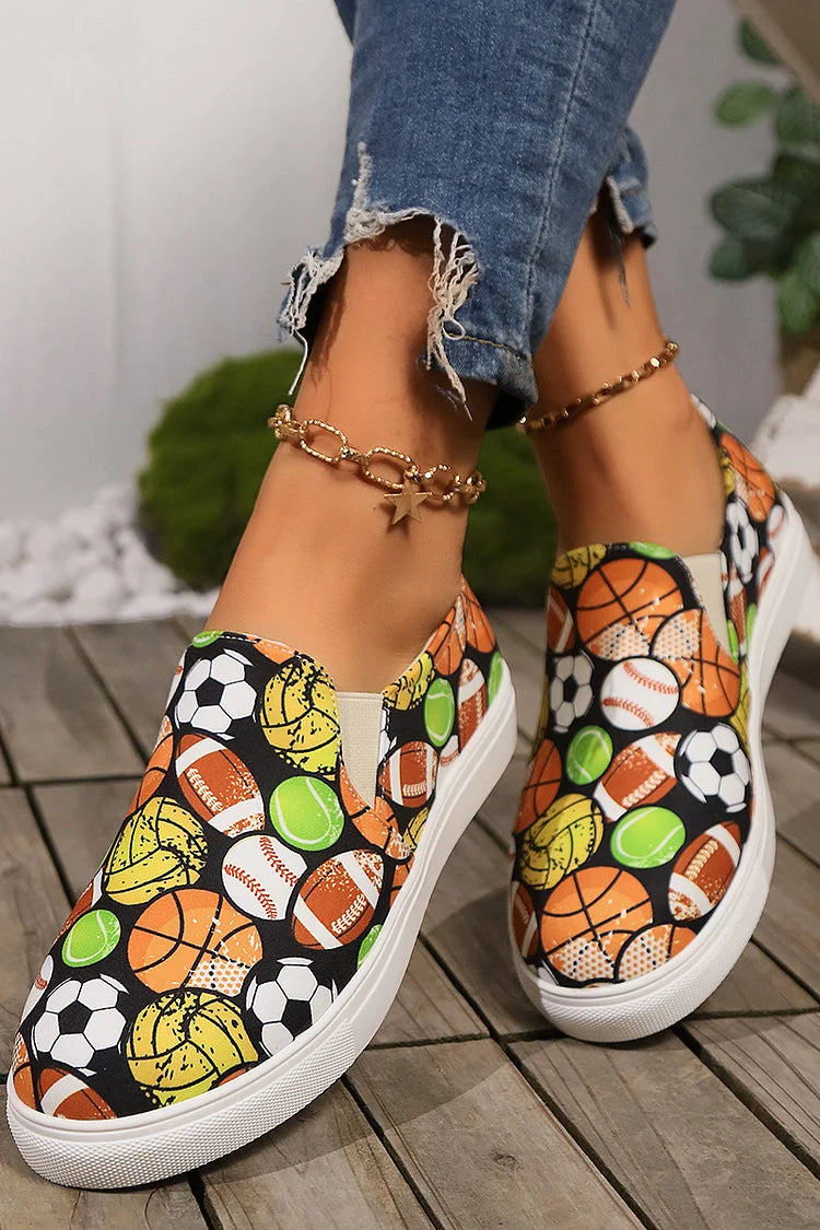 Mocassins casuais multicoloridos com estampa de animais redondos