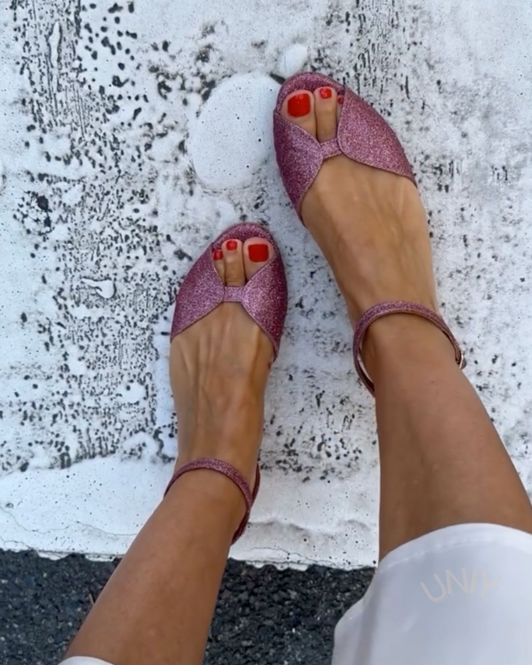 Chic Purple Sequin Peep Toe Ankle Strap Flat Casual Sandals [Pre Order]