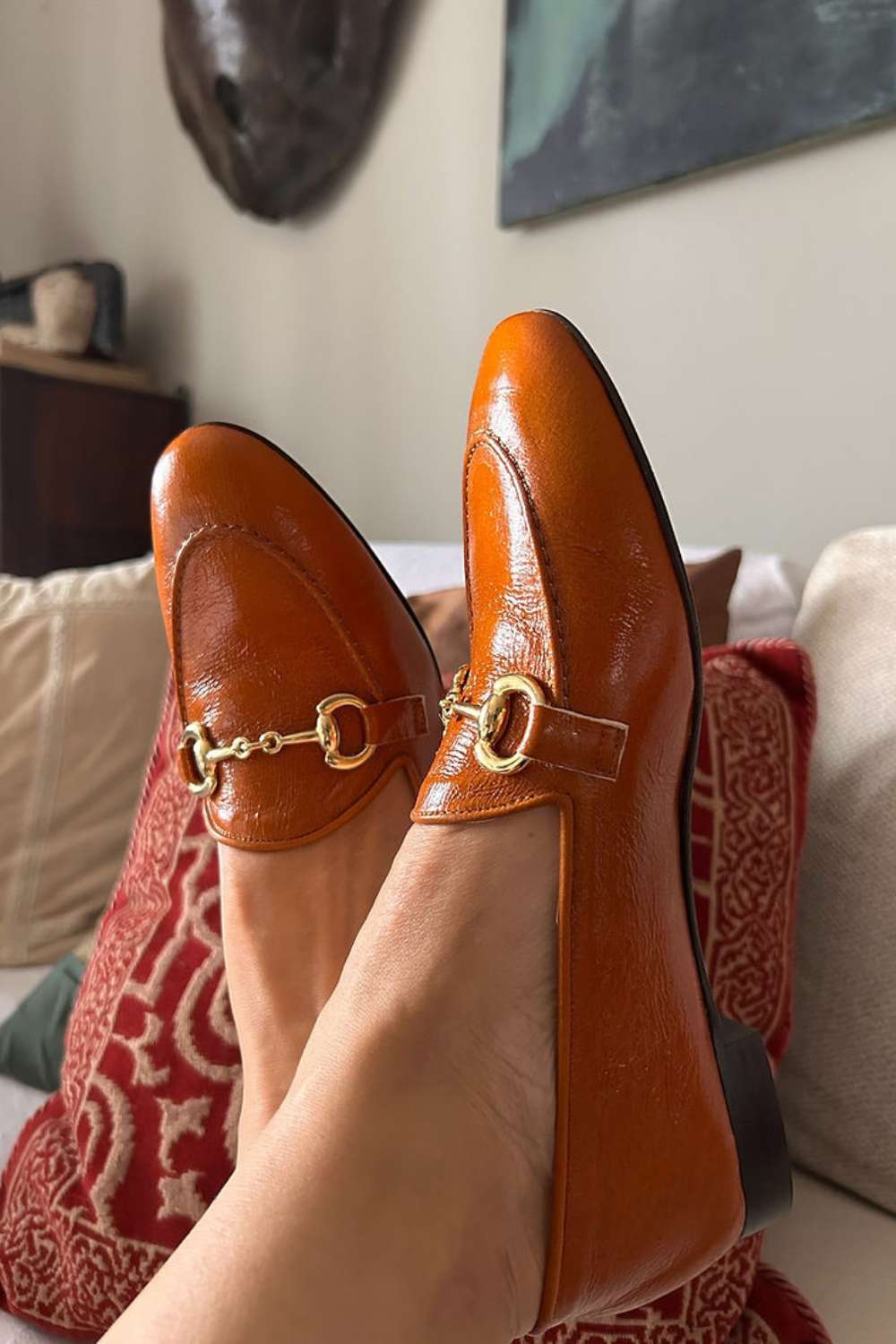 Kunstleder Karamell Gold Ketten Loafers [Vorbestellung]