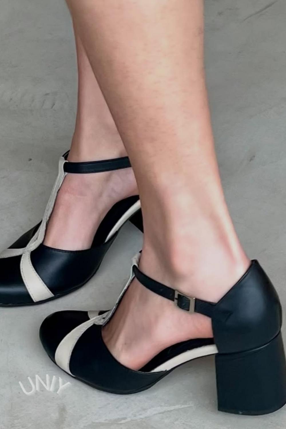 T-Riemen Blockabsatz Pumps [Vorbestellung]