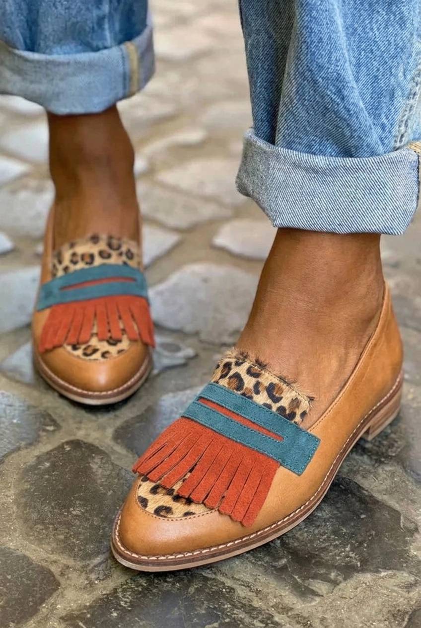 Fringe KiltiePointed Toe Flat Casual Loafers [Pre Order]