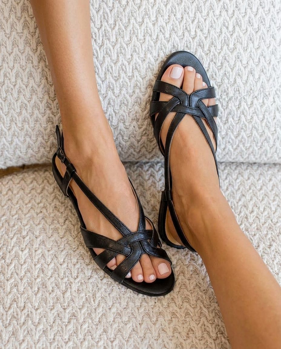 Strappy Crisscross Open Toe Slingback FlatSandals [Pre Order]
