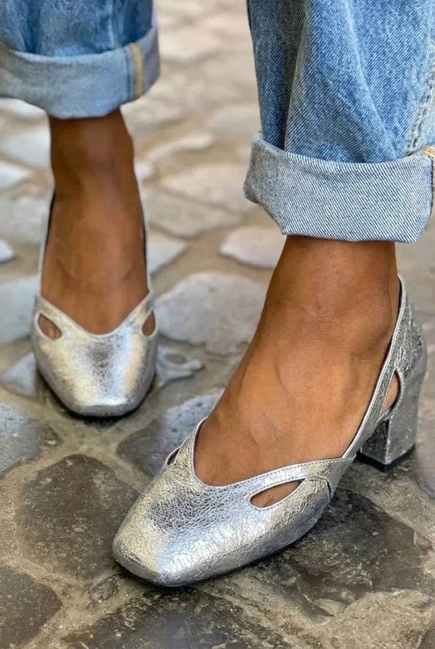 Side Cutout Square Toe Block Heel Casual Pumps [Pre Order]