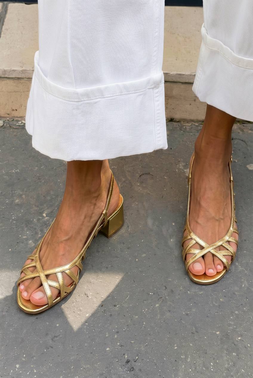 Woven Crisscross Open Toe Slingback Block Sandals [Pre Order]