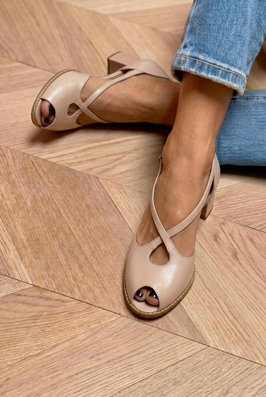Crisscross Peep Toe Block Heel Sandals [Pre Order]