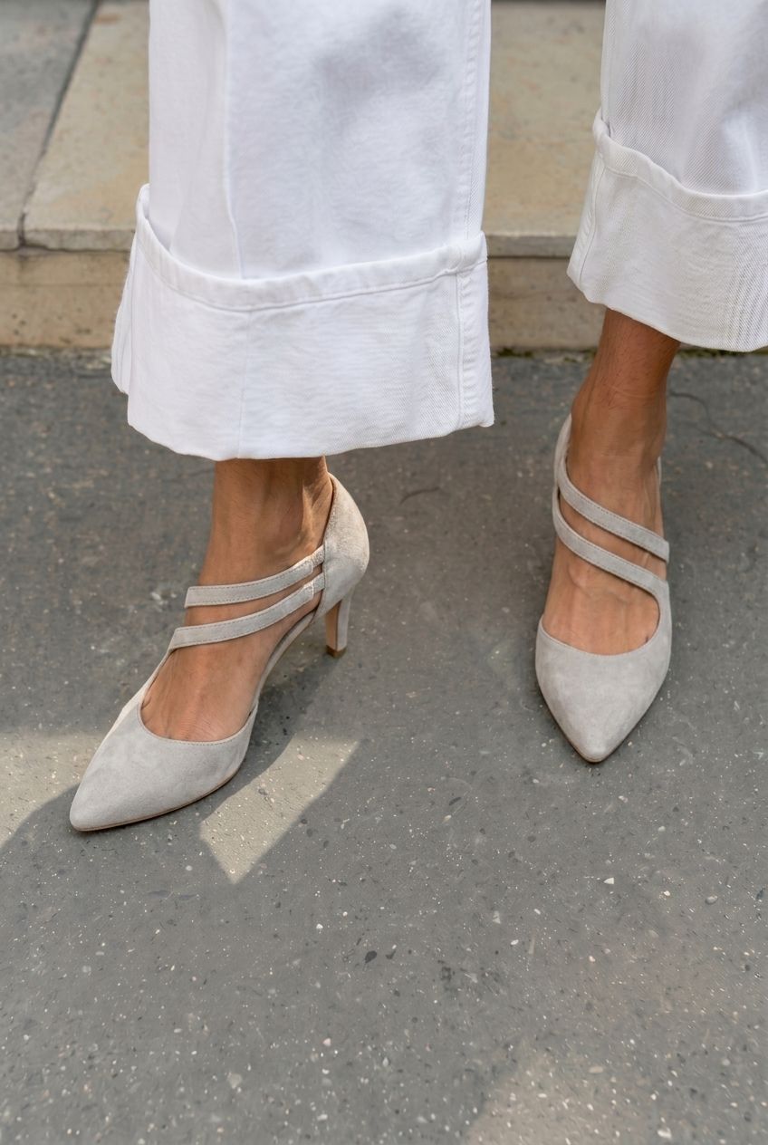 Pointed Toe Dual Strap Kitten Heel Pumps [Pre Order]