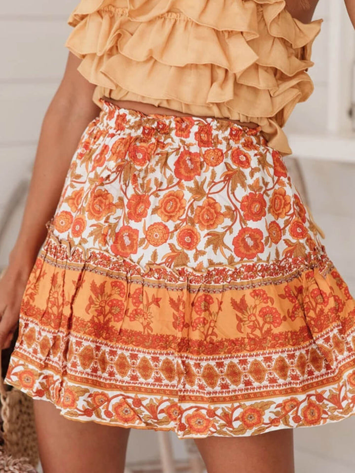 Bohemian Ethnic Ruffle Skirt