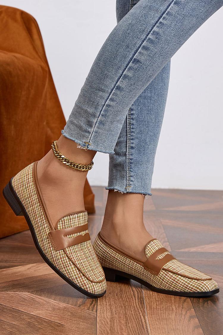 Patchwork Freizeit Outdoor Quadratische Zehen Slipper Loafer