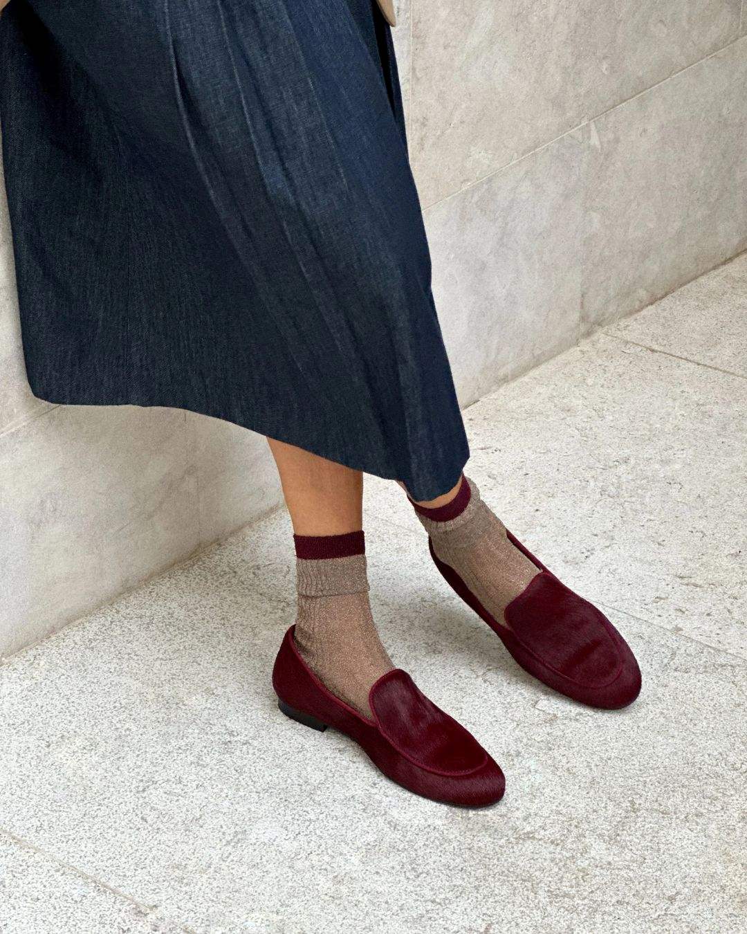 Eleganti mocassini slip-on classici in pelle scamosciata bordeaux vintage [Pre-ordine] 