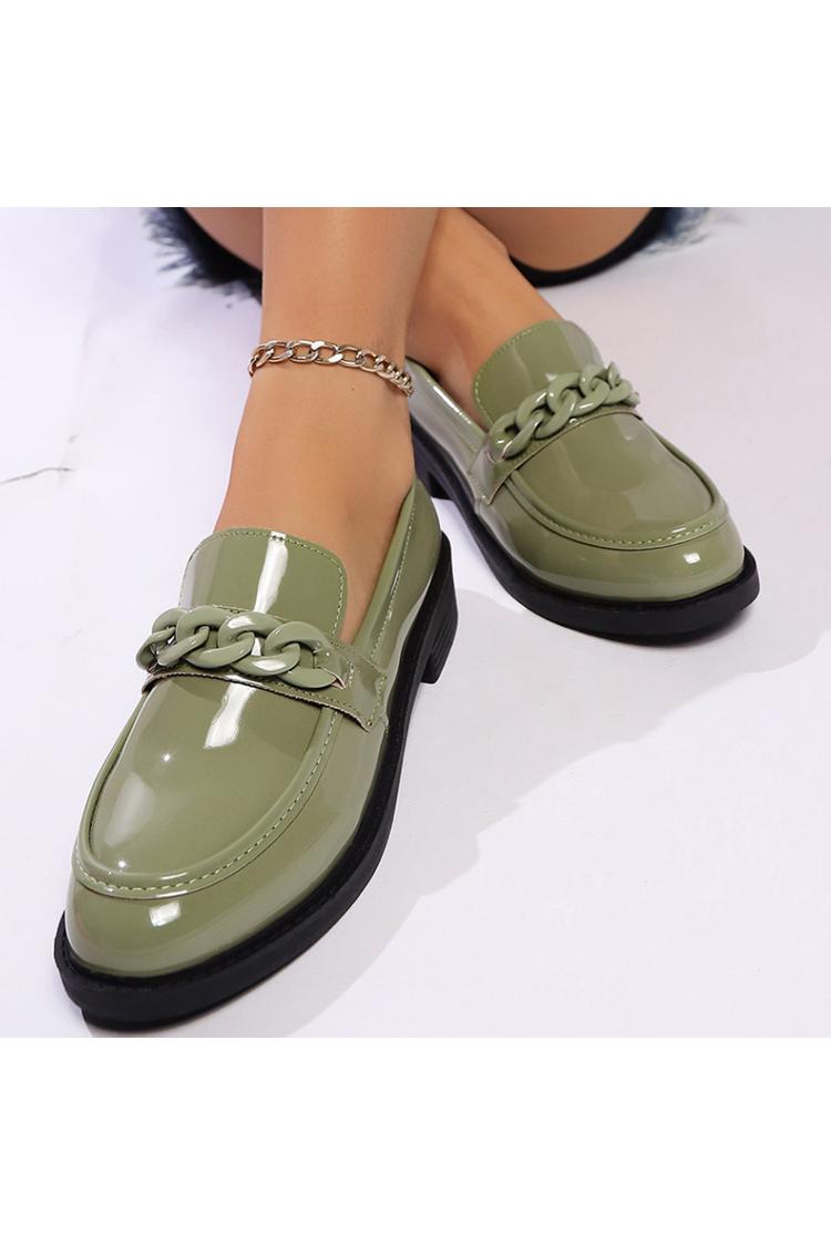 Metallkette Dekor Einfarbig Patchwork Rundspitze Freizeit Loafer