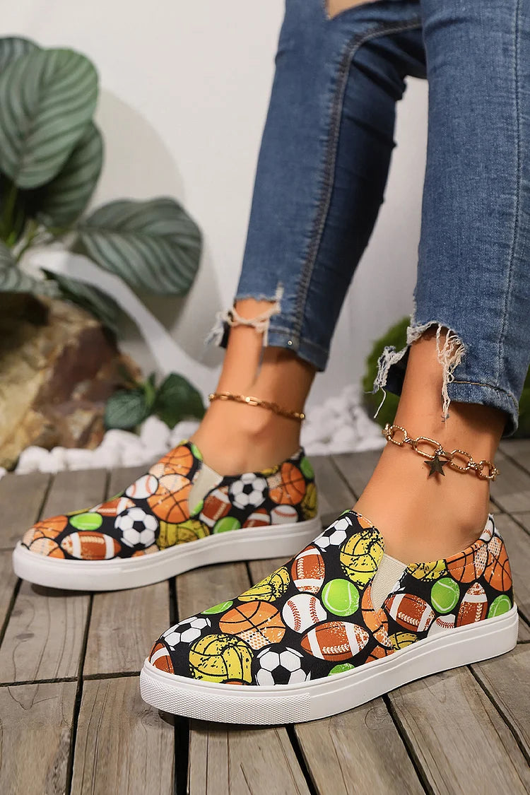 Mocassins casuais multicoloridos com estampa de animais redondos