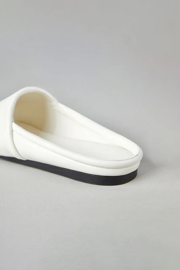 Pantofole da spiaggia casual in pelle con punta quadrata e patchwork in tinta unita 