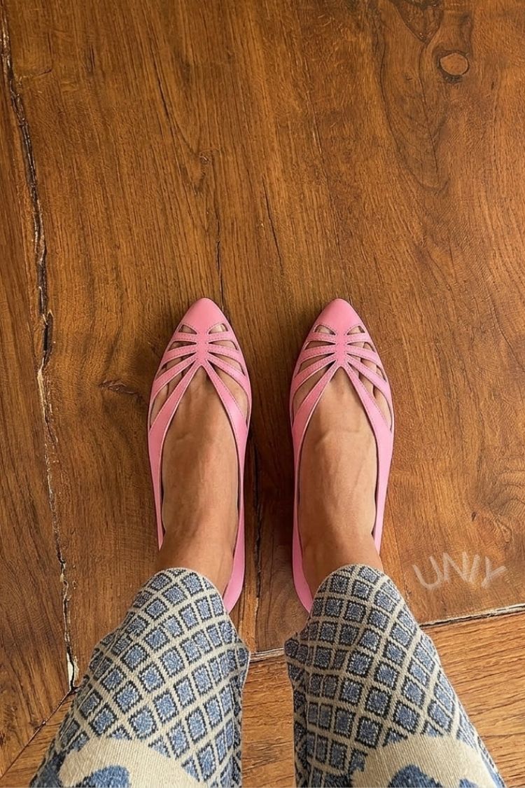 Elegant Pink Pointed Toe Strappy Cut Out Flats [Pre Order]
