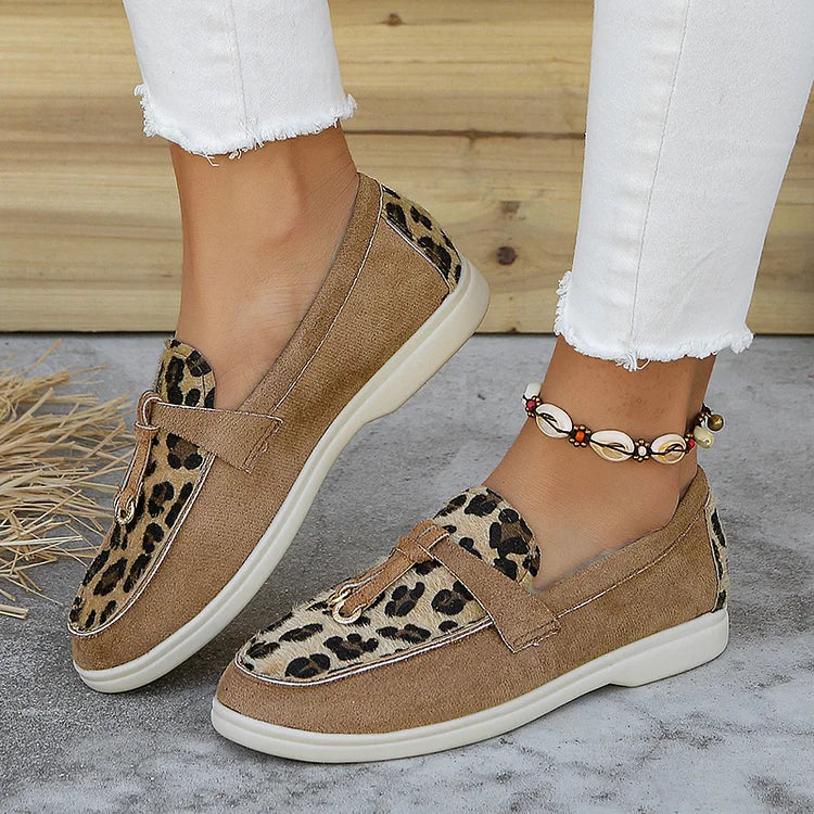 Mocasines retro sin cordones con detalle anudado y estampado de leopardo 