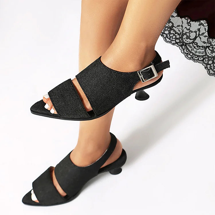 Leopard Pattern Cut Out Peep Toe Slingback Sandals Heels