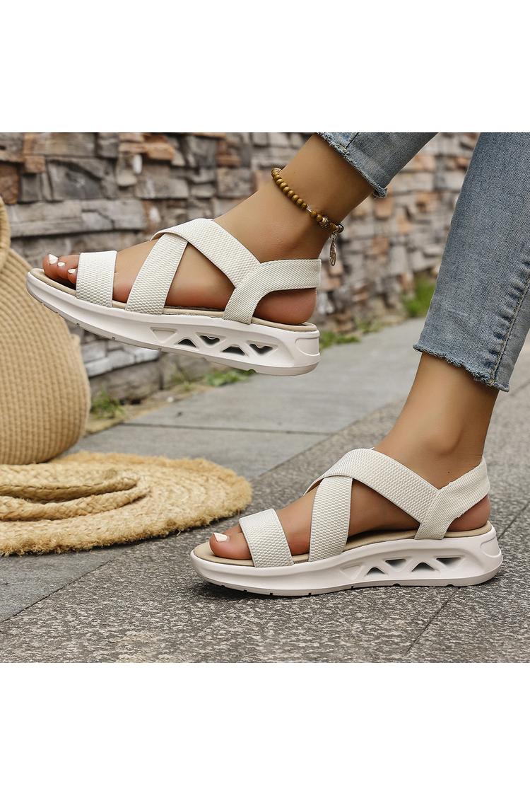 Sandali casual traspiranti con punta tonda e cinturino incrociato multicolore 