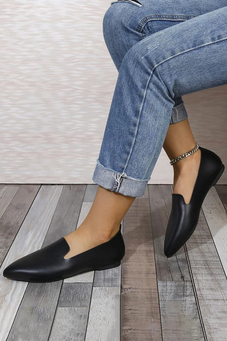 Scarpe basse casual slip-on a punta tinta unita