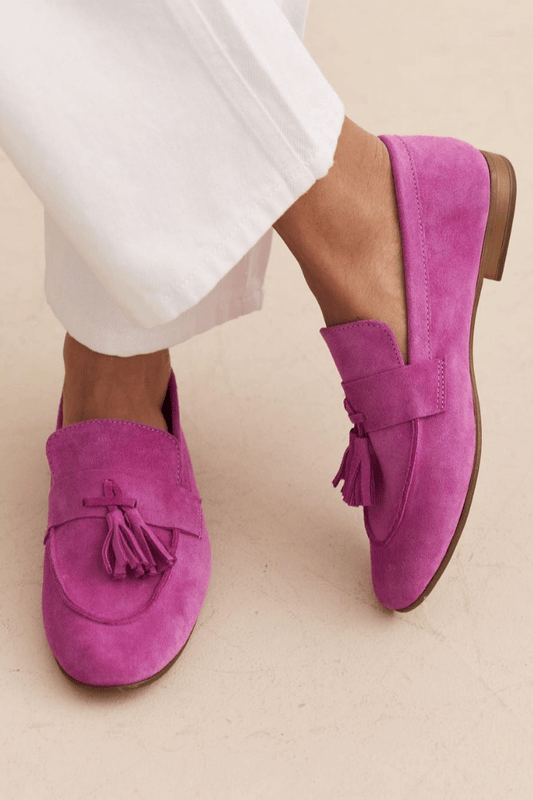 Tassels Magenta Suede Tassel Loafers