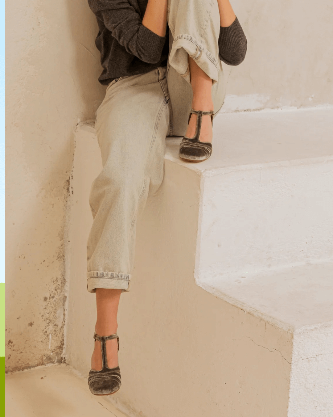 Ausgehöhlte T-Riemen Schnalle Samt Klobige Absätze