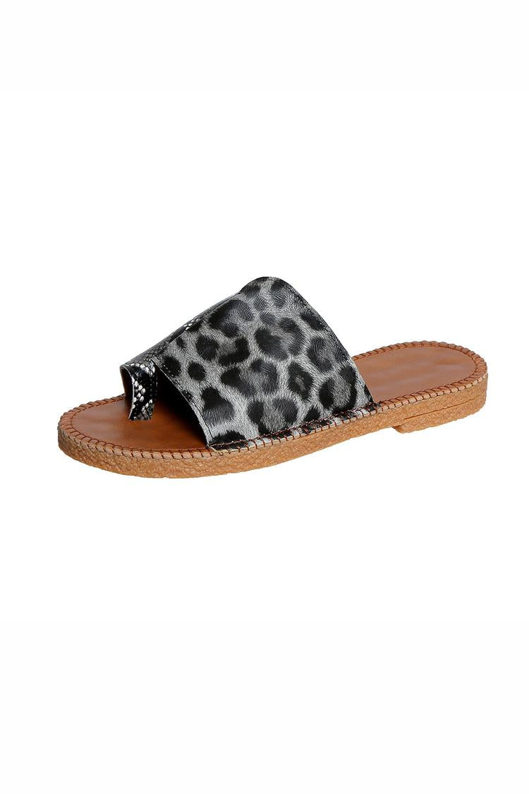 Pantofole casual con punta rotonda, motivo patchwork irregolare con stampa leopardata e serpente