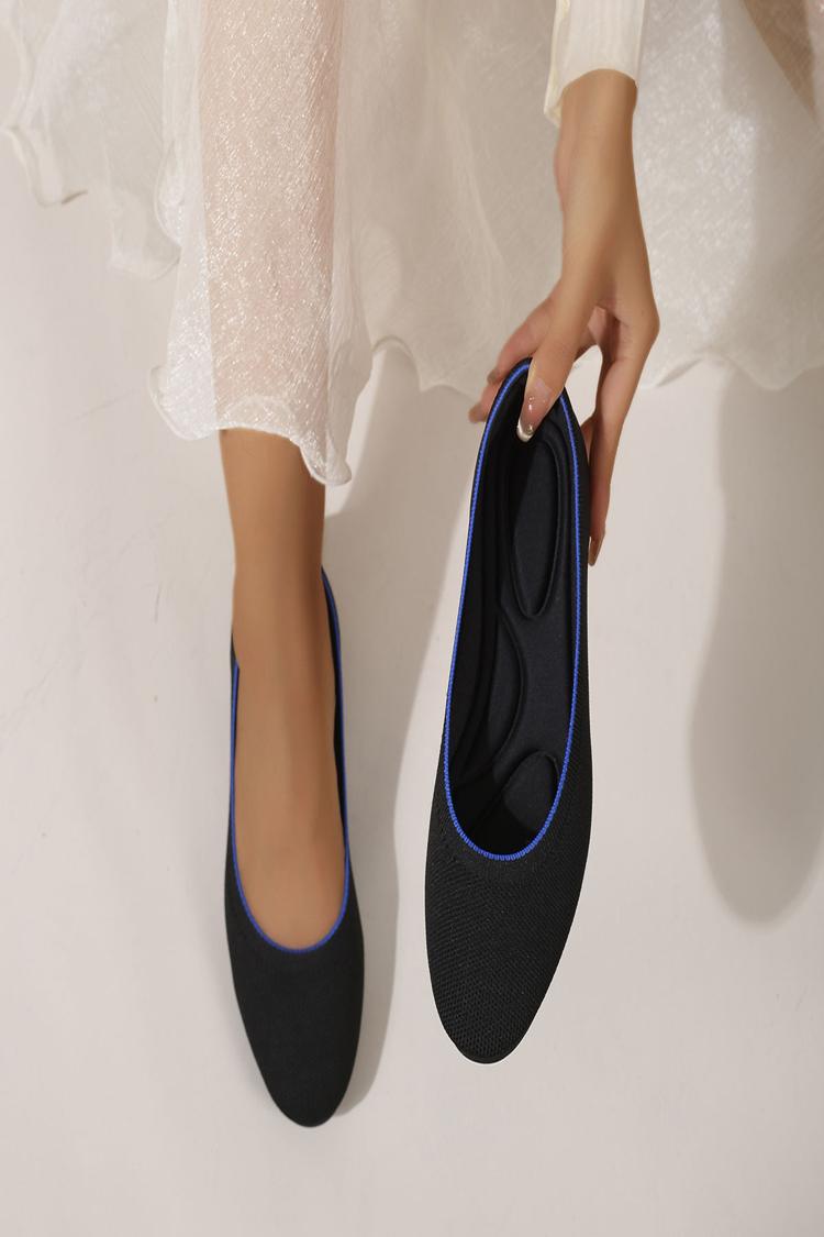 Leopard Pattern Round Toe Knitted Lightweight Flats