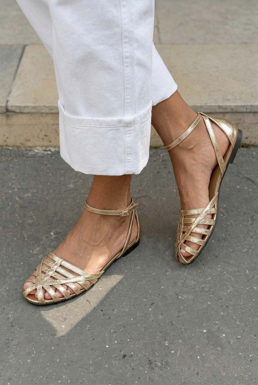 Braided Woven Closed Toe Ankle Strap Flat Sandals [Pre Order]