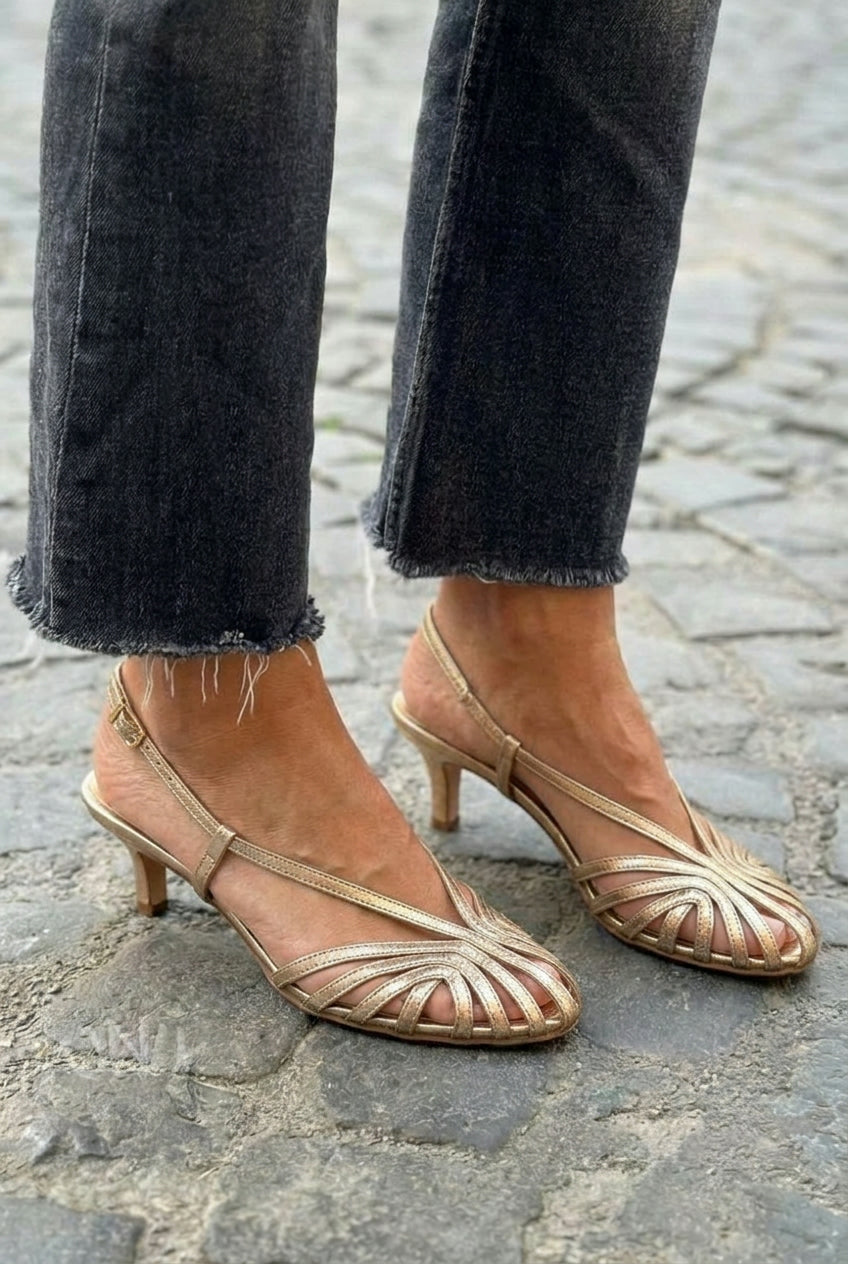 Strappy Caged Pointed Toe Kitten Heel Slingbacks [Pre Order]