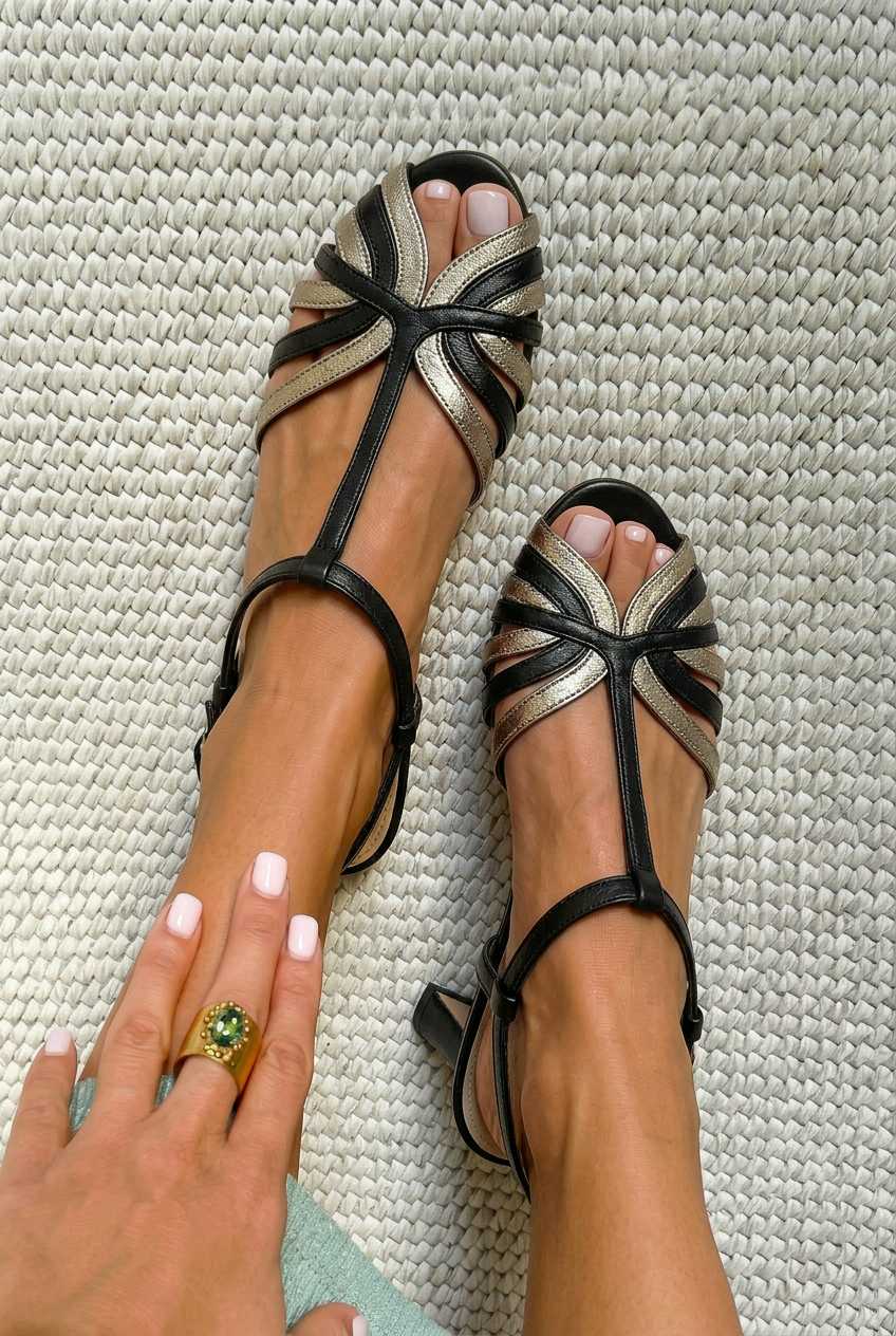 Retro T-Strap Peep Toe Block Heel Sandals [Pre Order]