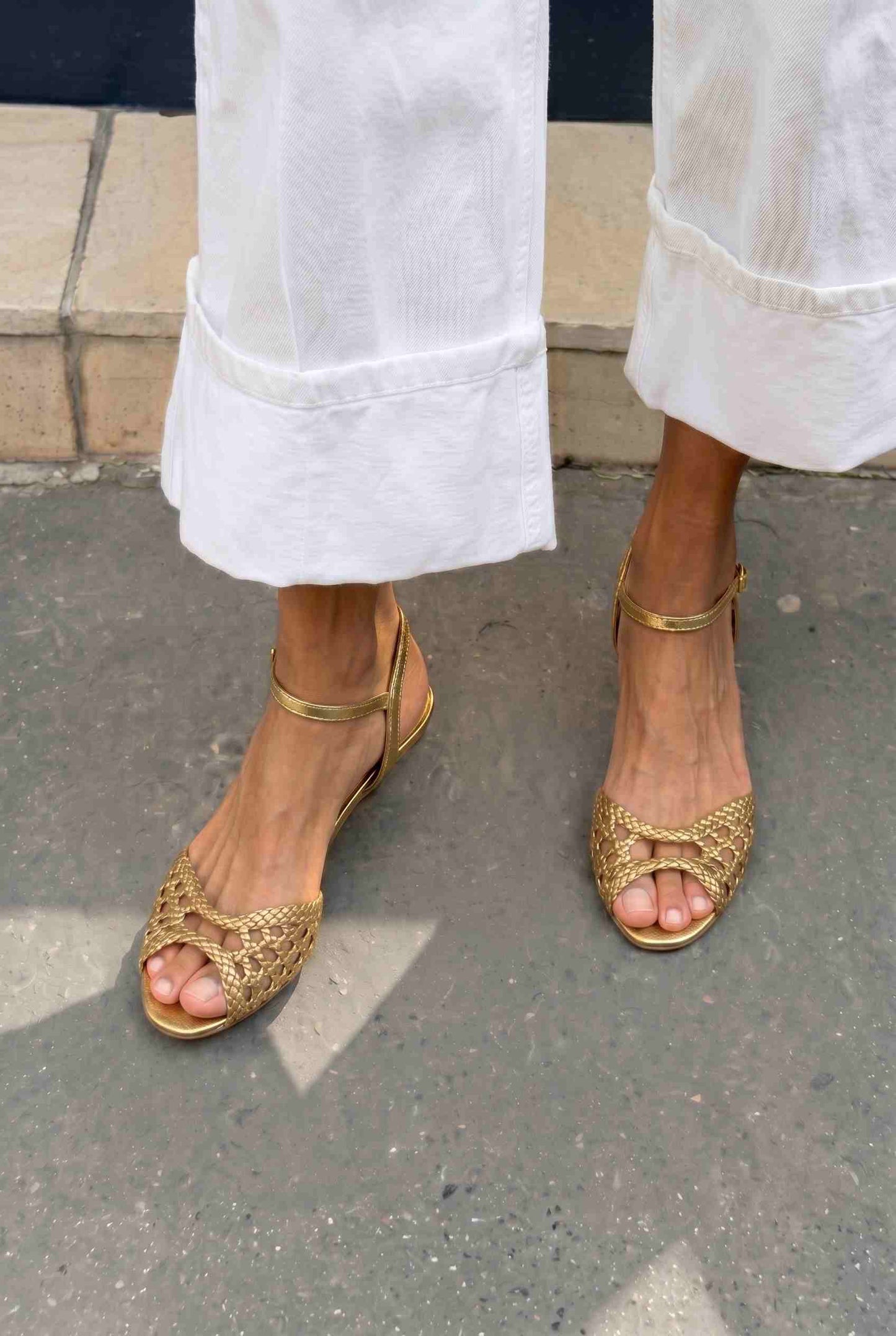 Braided Crisscross Open Toe Ankle Strap Flat Sandals [Pre Order]