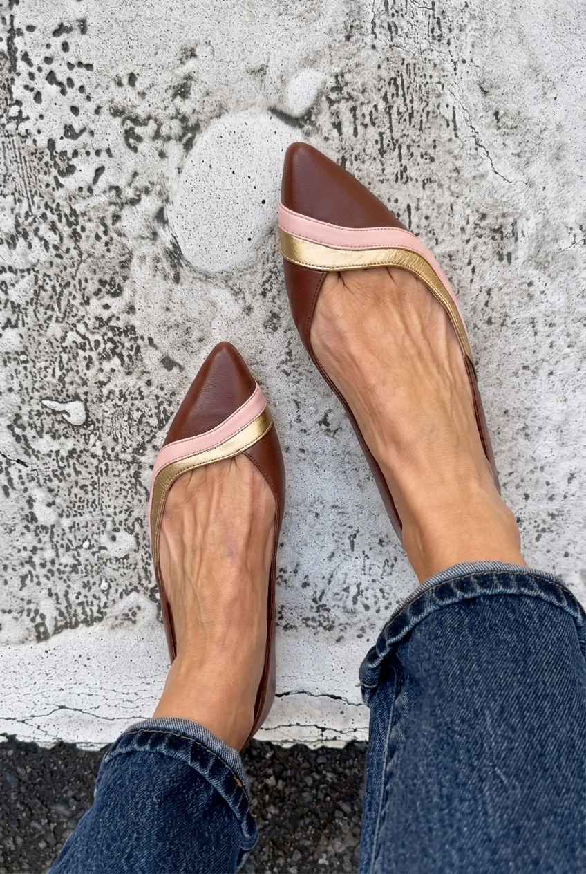 Colorblock Pointed Toe D'Orsay Flat Casual Shoes [Pre Order]