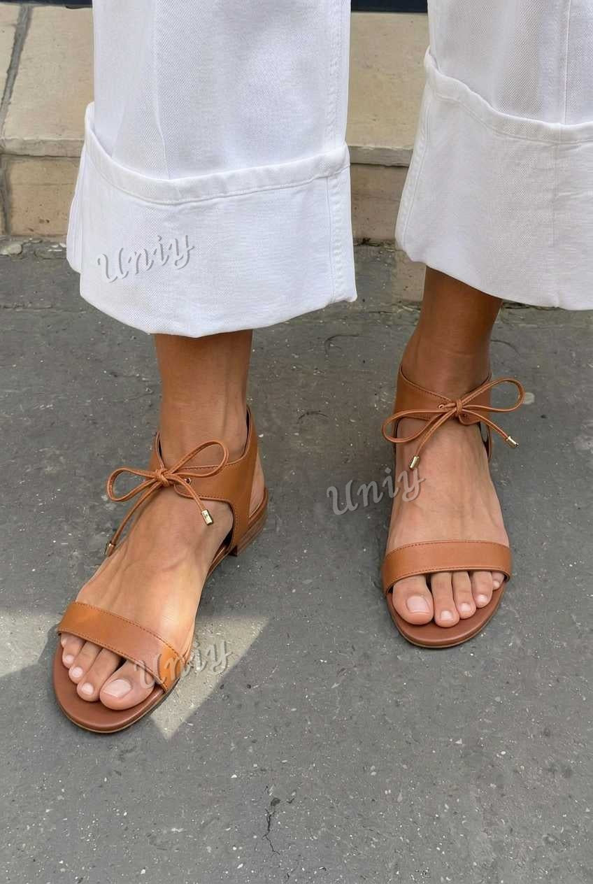 Minimalist Tie Front Open Toe Flat Sandals [Pre Order]