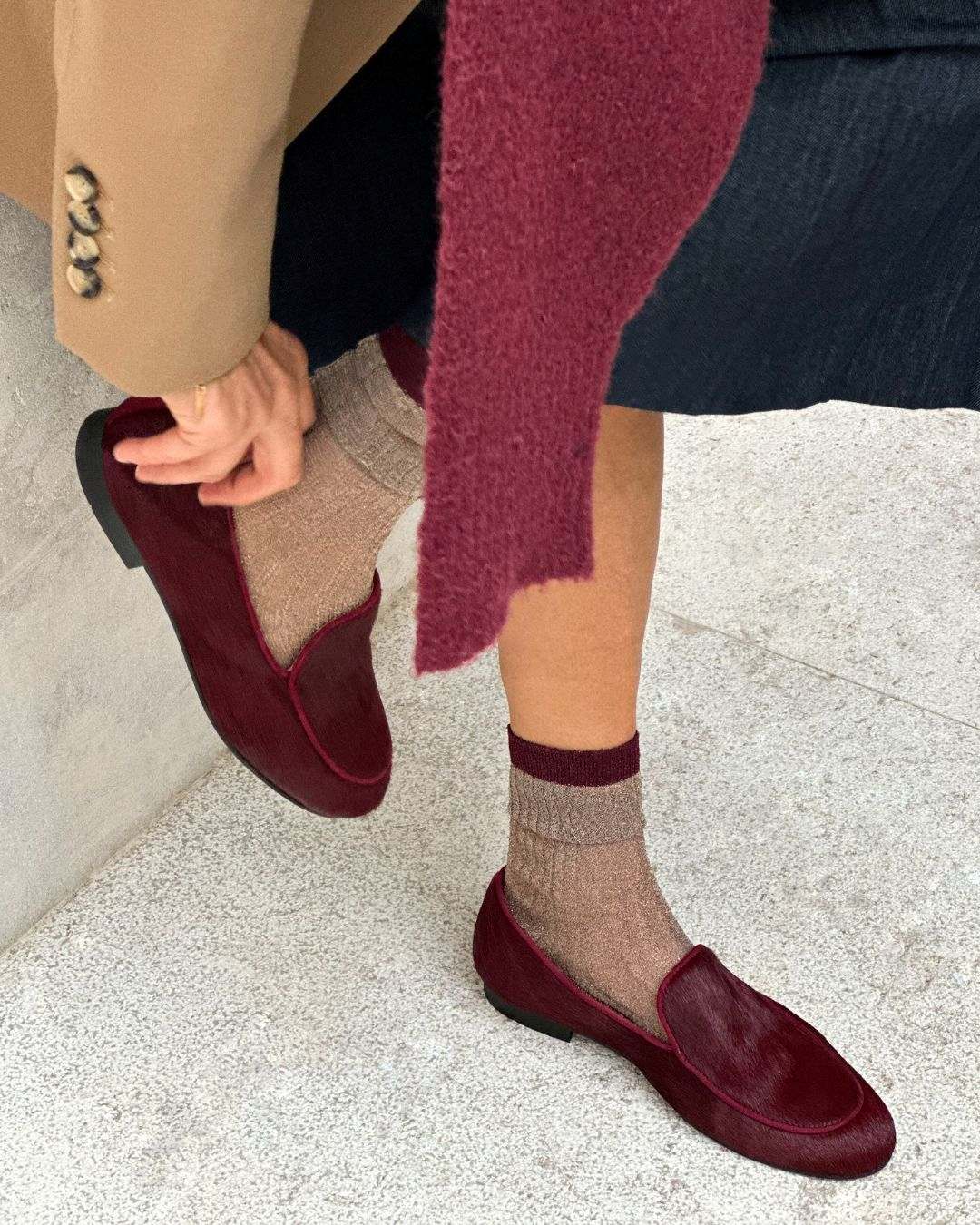 Eleganti mocassini slip-on classici in pelle scamosciata bordeaux vintage [Pre-ordine] 