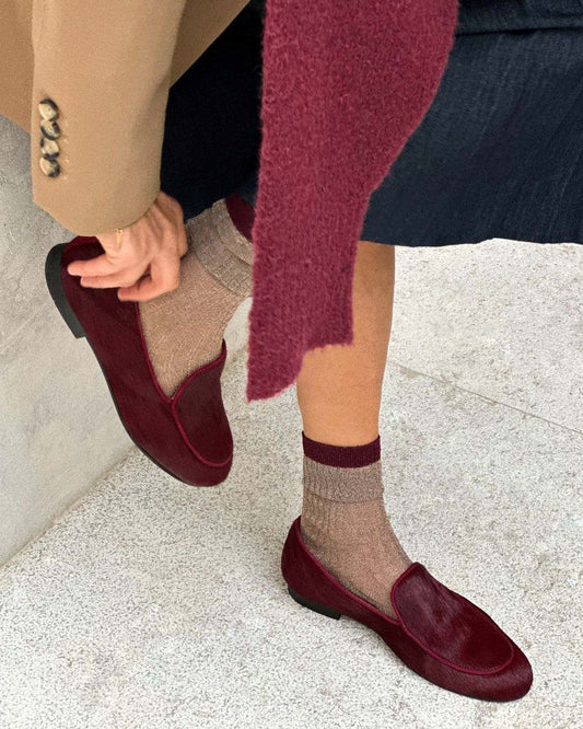 Elegante Vintage Burgunder Wildleder Klassische Slip-On Loafer [Vorbestellung]